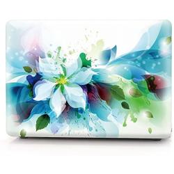 HRH 2 in 1 Blue Watercolor Flowers Laptop Body Shell Protective PC Hard Case Cover Silicone Keyboard Cover for MacBook Old Pro 13''Inch WITH CD-ROM Drive (A1278),Release Early 2012/2011/2010/2009/2008