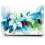 HRH 2 in 1 Blue Watercolor Flowers Laptop Body Shell Protective PC Hard Case Cover Silicone Keyboard Cover for MacBook Old Pro 13''Inch WITH CD-ROM Drive (A1278),Release Early 2012/2011/2010/2009/2008
