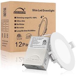750lm 5 Years Warranty No Flicker No Buzz 4 inch 9W 5000K led Recessed Light, Recessed Lighting, Led Ceiling Light, can Lights, 12pack ETL and ES Listed