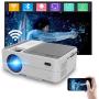 Wireless Mini Projector with Bluetooth YouTube 1080P Wireless Sync with iPhone, LED Portable Home Theater Projector for Movie Gaming, Built-in Speaker HDMI USB VGA Aux Audio