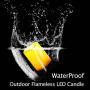 4 Graduated Heights Waterproof Outdoor Battery Operated Flameless LED Pillar Candles with Timer Flickering Plastic Resin Electric Night Lights Lantern Patio Garden Home Decor Party Wedding Decorations