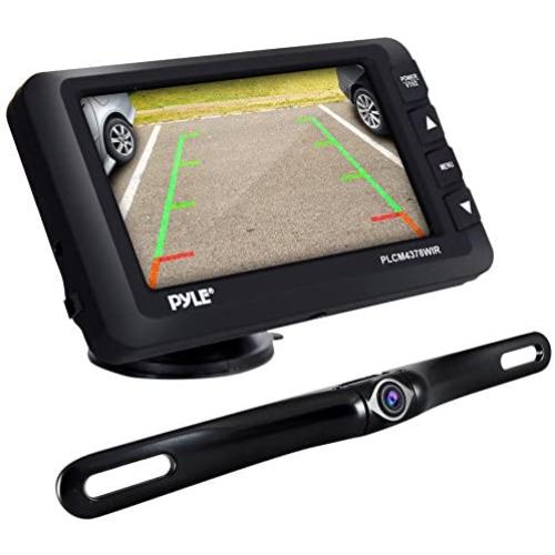Pyle Upgraded Wireless Backup Camera and Monitor Kit - Vehicle Parking Reverse System IP67 Waterproof and Fog Resistant w/ 4.3’’ LCD Screen and Tilt-Adjustable Dash Cam w/ Night Vision PLCM4378WIR