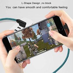 iPhone Charger Cord Right Angle Lightning Cable 5 Pack (3/3/6/6/10FT) Nylon Braid 90 Degree Charging Cord Fast Charging & Data Sync Cord Long Compatible iPhone 12 11 Pro XS Max/X/8/7/Plus iPad Blue
