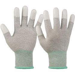 ESD Anti static gloves for PC building,carbon fiber PU coated finger anti-static gloves, to protect the safety of computer installation and repair(Large 2 Pairs)