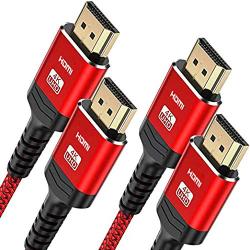 4K 60HZ HDMI Cable 15FT-2PACK, Highwings High Speed 18Gbps HDMI 2.0 Cable Braided HDMI Cord, 4K HDR 3D 4K 2160P 1080P ARC Ethernet-Compatible with UHD TV, Monitor, Blu-ray, PC Projector-Red
