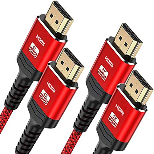 4K 60HZ HDMI Cable 15FT-2PACK, Highwings High Speed 18Gbps HDMI 2.0 Cable Braided HDMI Cord, 4K HDR 3D 4K 2160P 1080P ARC Ethernet-Compatible with UHD TV, Monitor, Blu-ray, PC Projector-Red