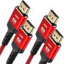 4K 60HZ HDMI Cable 15FT-2PACK, Highwings High Speed 18Gbps HDMI 2.0 Cable Braided HDMI Cord, 4K HDR 3D 4K 2160P 1080P ARC Ethernet-Compatible with UHD TV, Monitor, Blu-ray, PC Projector-Red