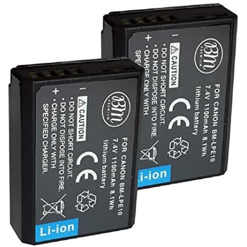 BM Premium 2-Pack of LP-E10 Batteries for Canon EOS Rebel T3, T5, T6, T7, Kiss X50, Kiss X70, EOS 1100D, EOS 1200D, EOS 1300D, EOS 2000D Digital Camera