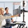 Perlegear Dual Monitor Desk Mount with Height Adjustable Articulating Arms Stand Heavy Duty Clamp and Grommet Base Fits Two 17-32 Inch Flat Curved Screens, Max VESA 100x100mm Holds up to 26 lbs