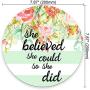 Round Gaming Mouse Pad Custom Design, She Believed She Could Mint Stripes Inspirational Quotes Mouse pad 7.87 X 7.87 INCH