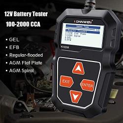 KONNWEI KW208 12V Car Battery Tester, 100-2000 CCA Load Tester Automotive Alternator Tester Digital Auto Battery Analyzer Charging Cranking System Tester for Car Truck Marine Motorcycle SUV Boat