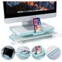 Foldable Monitor Stand Riser, Adjustable Length Computer Stand Riser with Storage Drawer Tablet Phone Stand for PC Laptop Computer (White)