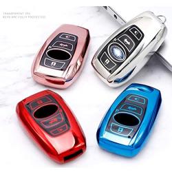 BINOWEN for Subaru Key Fob, TPU Key Shell Protector Shell Keyless Remote Control Smart Key Holder with Keychain Fit for 2018 2019 2020 Subaru WRX Outback Ascent Forester Crosstrek Keys (Silver)