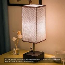 ZEEFO USB Table Lamp, Gray Square Fabric Shade Bedside Table Lamp with Two AC Outlet & Dual USB Charging Ports, Modern Design Desk Lamp Ideal for Bedroom,Office,Guest Room, Kids Room (Set of 2)