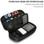 ProCase Travel Electronics Cable Organizer Bag, Double Layer Thicken Portable Gadget Accessories Multifunction Carrying Case Pouch for Cords USB SD Memory Cards Earphones Power Bank Hard Drive –Black