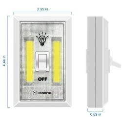 LED Night Light, Kasonic 200 Lumen Cordless COB LED Light Switch, Under Cabinet, Shelf, Closet, Garage, Kitchen, Stairwell and More, Battery Operated (4 Pack)