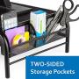 Halter Mesh Monitor Stand Computer Desk Riser Shelf with Side Compartment and Pull Out Drawer, Desk Organizer (2 Pack, Black)