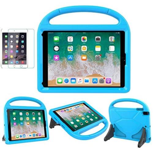 iPad 9.7 2018 / 2017 / Air 1/2 / Pro 9.7 Case for Kids - SUPLIK Durable Shockproof Protective Handle Bumper Stand Cover with Screen Protector for iPad 9.7 inch 5th/6th Generation, Blue