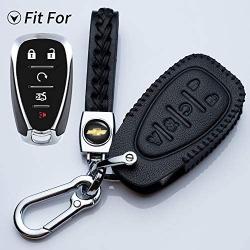 Hey Kaulor for Chevrolet Key Fob Cover Smart Leather Case Keyless Entry Holder for Chevrolet Chevy 2016 2017 2018 Camaro Cruze Malibu Volt