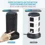 SUPERDANNY Surge Protector Tower with 10W Wireless Charger, Spin Power Strip Tower 13A Vertical Charging Station with 10 AC Outlets+4 USB Slots and 6.5ft Extension Cord for Home Office Garage, Black SUPERDANNY Surge Protector Tower with 10W Wireless Charger, Spin Power Strip Tower 13A Vertical Charging Station with 10 AC Outlets+4 USB Slots and 6.5ft Extension Cord for Home Office Garage, Black