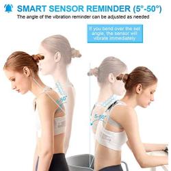 socathey Back Posture Corrector with Sensor Vibration Reminder, Smart Posture Corrector for Adults & Teens & Kids, Adjustable Intelligent Posture Trainer Improves Humpback - Gray (L)