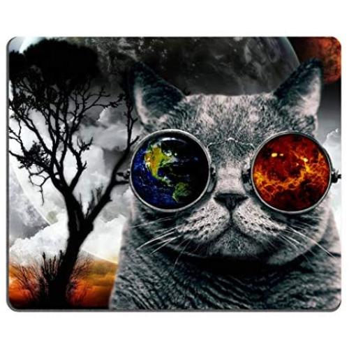 Smooffly Cute Rectangle Mouse Pad Custom,Alien Cat with Nature Manipulation Design Mousepad Non-Slip Rubber Gaming Mouse Pad Rectangle Mouse Pads for Computers Laptop