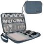 GANAMODA Small Electronic Organizer Travel Cable Bag, Portable Tech Accessories Case for Phone, Cord, Charger, Hard Drives, Gadgets, Navy Blue
