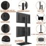 Dual Monitor Stand - Vertical Stack Screen Free-Standing Monitor Riser Fits Two 13 to 30 Inch Screen with Swivel, Tilt, Height Adjustable, Holds One (1) Screen up to 44Lbs HT05B-002
