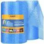 Fuxury Blue Anti-Static Bubble Cushioning Wrap Roll Air Bubble Roll 2 Rolls 72 Feet Total,Perforated Every 12'',Included 20 Fragile Sticker Labels for Packaging Moving Shipping Boxes Supplies