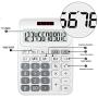 Calculator,ONXE DC116 Standard Function Desktop Calculator with Dual Power Supply and 12-bit Large Display (White)