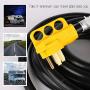 Houseables 50 Amp RV Extension Cord, Power Cords, 30 Feet Long, 1 Pack, Black, Yellow, SS2-50R Female Adaptor, 14-50P Male Plug, 50A Compatible, PVC, Electrical Cable, Wire, Charger, for Camper