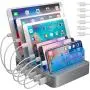 Hercules Tuff Charging Station for Multiple Devices, with 6 USB Fast Ports and 6 Short Mixed USB Cables Included for Cell Phones, Smart Phones, Tablets, and Other Electronics, Silver Hercules Tuff Charging Station for Multiple Devices, with 6 USB Fast Ports and 6 Short Mixed USB Cables Included for Cell Phones, Smart Phones, Tablets, and Other Electronics, Silver