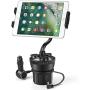 TNP Smartphone Car Mount Holder Charger Station - Universal Car Cup Holder Mount with 3 Sockets and 2 USB Charge Port for iPhone 11 Pro, 11 Pro Max, X, XS, XR, 8, 7 Plus, Samsung Galaxy Phone and More