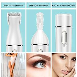 Hangsun Facial Hair Remover for Women, Painless Facial Hair Removal Kit, Portable Lady Shaver F130 3 in 1 with Eyebrow and Bikini Trimmer, for Face, Eyebrow, and Bikini Line Use