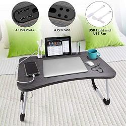 Slendor Laptop Desk Foldable Bed Table Folding Breakfast Tray Portable Lap Standing Desk Notebook Stand Reading Holder for Bed/Couch/Sofa/Floor