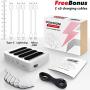 Poweroni USB Charging Station Dock - 4-Port - Fast Charge Docking Station for Multiple Devices - Multi Device Charger Organizer - Compatible with iPad iPhone and Android Cell Phone and Tablet