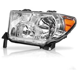 AUTOSAVER88 Headlight Assembly Compatible with 2007-2013 Toyota Tundra /2008-2017 Toyota Sequoia Chrome Housing Amber Reflector Clear Lens