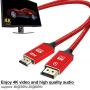 DisplayPort to HDMI Cable,Capshi [4K UHD] Uni-Directional Nylon Braided Gold-Plated DP to HDMI Cord Display Port to HDMI Male Connector -6 Feet