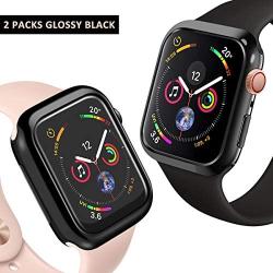 Goton Compatible iWatch Apple Watch Edge Case 40mm SE/Series 6/5 / 4 [No Screen Protector], (2 Packs) Soft TPU Shockproof Edge Case Cover Bumper Protector (Black and Black, 40mm)