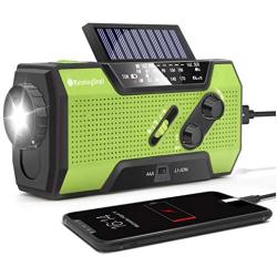 RunningSnail Solar Crank NOAA Weather Radio for Emergency with AM/FM, Flashlight, Reading Lamp and 2000mAh Power Bank (Green)