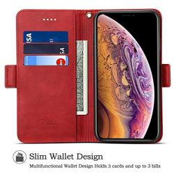 Rssviss for iPhone Xs Wallet Case Case Compatible with iPhone X Wallet,Durable and Slim,Faux Leather Wallet Handmade Case with Classic Design & Ultra-Strong Magnetic Closure for X/Xs [5.8 inch - Red