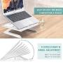 Laptop Stand Ergonomic, Jelly Comb Multi-Angle Adjustable Laptop Riser with Built-in Foldable Legs and Phone Holder, Ventilated Notebook Stand Tray for MacBook, Desktop Computer, Tablet (White)