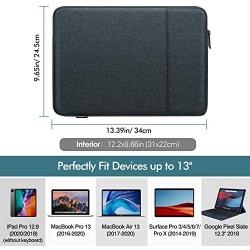 MoKo 13 Inch Laptop Sleeve, Carrying Bag Case Zipper Cover with Pocket Fits MacBook Air Retina 13.3 2018, MacBook Air 13.3 2019/2020, Macbook Retina 12 2015/2016, iPad Pro 12.9'' 2018/2020 - Space Gray