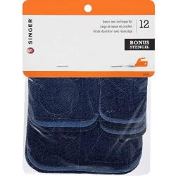 SINGER 00079 Denim Iron-On Repair Kit, Assorted Sizes, Iron on Patches for Jeans,Assorted Colors