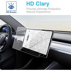 Carwiner Tesla Model 3/Y HD Screen Protector 15'' Center Control Touch Screen Car Navigation Tempered Clear Glass Accessories 9H Anti-Glare Anti-Fingerprint Shock Resistant (HD)