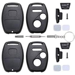 Cutting Not Required - Replacement Key Fob Keyless Entry Remote Shell Case for Honda Civic/Accord/CR-V/Fit/Odyssey/Pilot/Ridgeline/CR-Z Car Key Fob Cover (2+1 Button, Black 2Pcs)