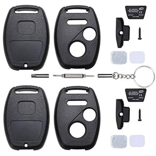 Cutting Not Required - Replacement Key Fob Keyless Entry Remote Shell Case for Honda Civic/Accord/CR-V/Fit/Odyssey/Pilot/Ridgeline/CR-Z Car Key Fob Cover (2+1 Button, Black 2Pcs)