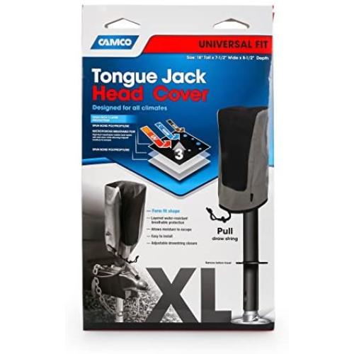 Camco Electric Tongue Jack Head Cover- Protects Your Electric Tongue Jack from Harmful UV Rays, Excess Moisture and Dirt and Debris (48356)