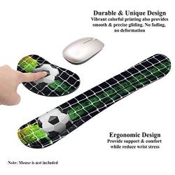 Meffort Inc Gaming Keyboard Wrist Pad & Mouse Wrist Rest Cushion Support Combo Set – Durable Ergonomic Anti Slip Non-Slip Base - Soccer