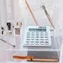 EXPUTRAN Acrylic Calculator with Stand, Battery and Solar Hybrid Powered Basic Calculator 12-Digit LCD Display,Home Office Desktop Accessories(Silver)
